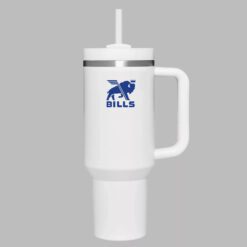 NFL Buffalo Bills Stanley Style 40oz Tumbler with Screw on 3 position lid, Handle & Straw