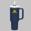 Michigan college tumbler with blue and gold design, perfect for alumni, students, and football fans to show school pride.