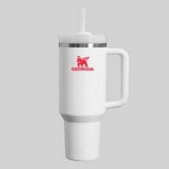 40 oz Bulldog Tumbler with Handle | Red Custom Bulldog Travel Mug | College Game Day Cup | Football Fan Gift | Insulated Sports Tumbler