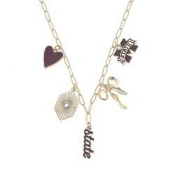 Mississippi State Bulldogs Charm Necklace – Gold Paperclip Chain, Official NCAA Jewelry, Gameday Gift, College Graduation Necklace