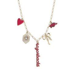 Arkansas Razorbacks Charm Necklace – NCAA Licensed Gold Paperclip Chain, Gameday Jewelry, Graduation Gift for College Fans