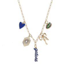 Florida Gators Charm Necklace | University of Florida Jewelry | NCAA Licensed Paperclip Chain | Gameday, Alumni, Sorority, Graduation Gift